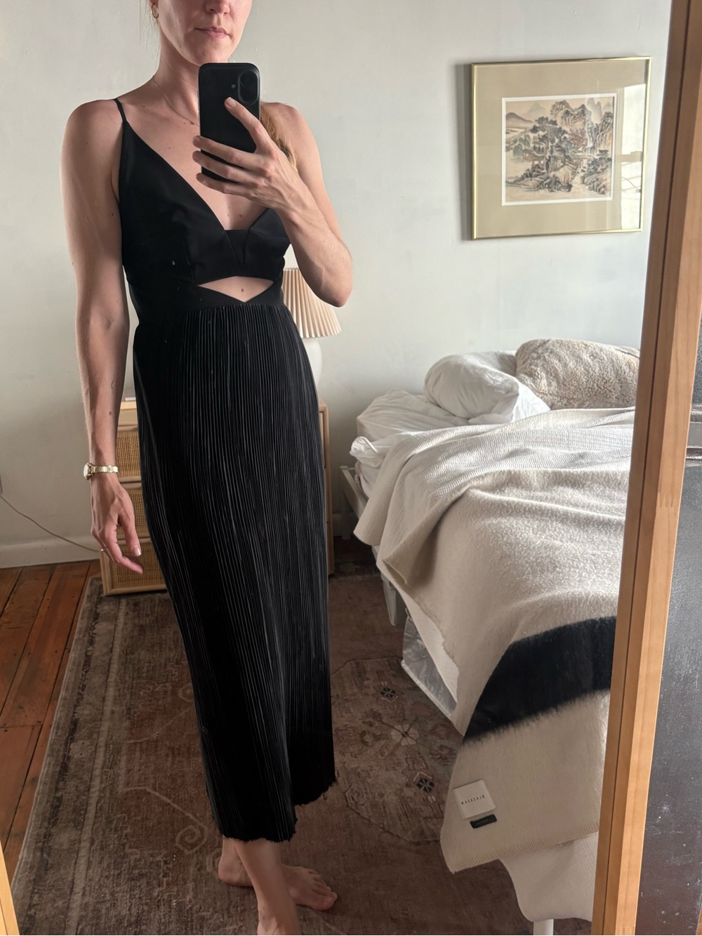 Rebecca Vallance Black Pleated Cutout Dress size 4